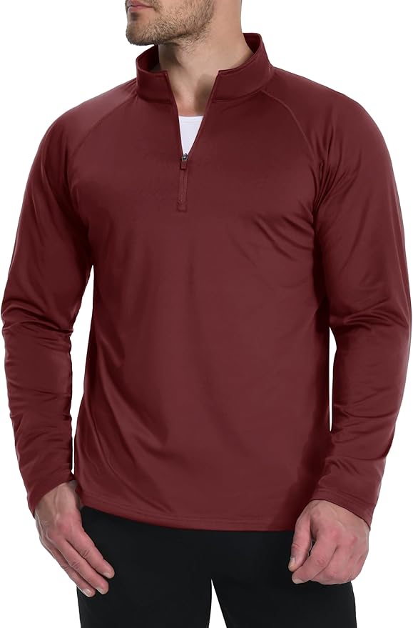 Boladeci Men's Quarter Zip Pullover Premium Fleece Lined Long Sleeve Golf Shirts Warm Hiking Shirts Lightweight Sweatshirts