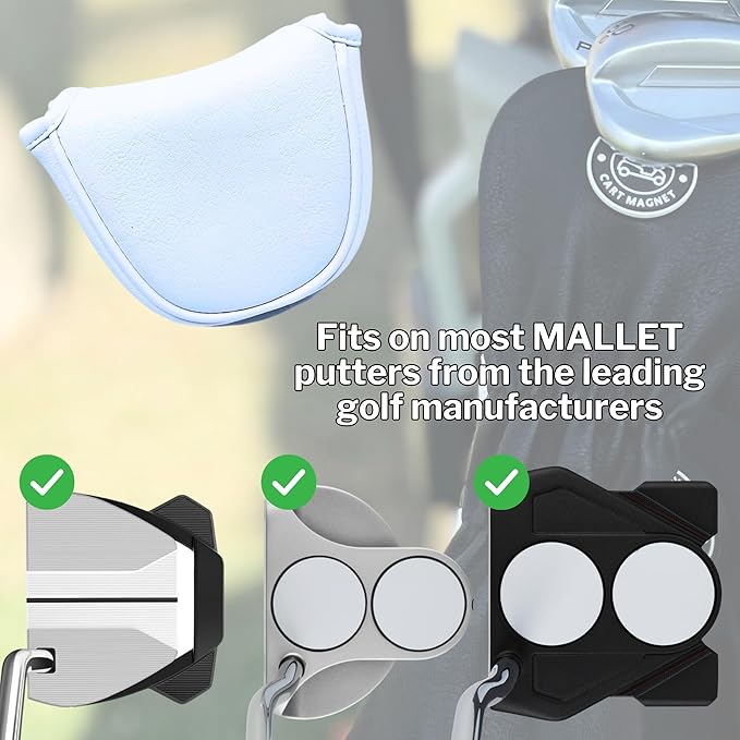 Classic Blade and Mallet Putter Headcovers with Madson Golf Cart Magnet for Secure Positioning and Quick Access, Protective PU Leather Head Covers, Magnetic Golf Accessories