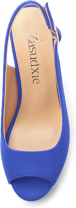 Womens Wedge Platform Sandals Peep Open Toe Slingback Buckle High Heel Dress Shoes Pumps Suede 3.94 Inch