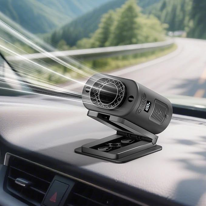 Car Fan Rechargeable, 14500mAh Battery Powered, Max 67Hrs Car Cooling, 5 Powerful Speed Car Seat Fan with LED Light, 360° Rotatable, Air Circulation for Car, Sedan, Vehicle, Van, Truck, SUV, RV