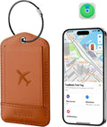 TopMade Smart Luggage Tag with Find My, Premium Leather Luggage Tags for Suitcase, Travel Bags, Backpacks, Anti-Lost Suitcase Tag Tracker for Travel with Privacy Name Card, Rechargeable