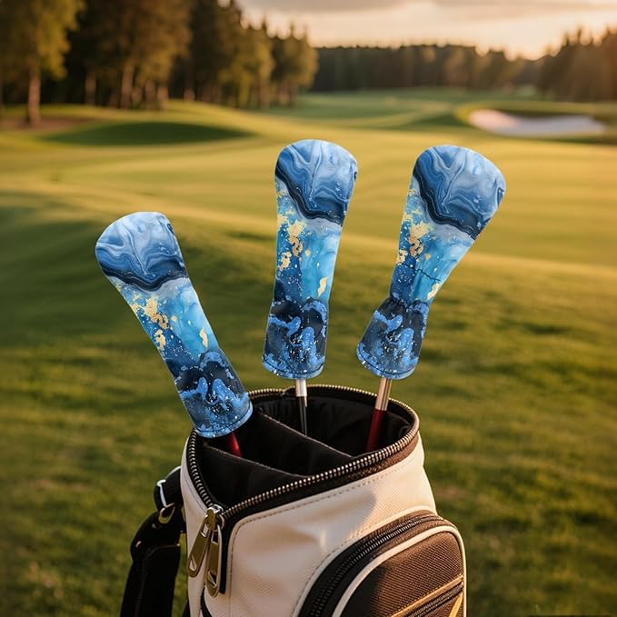 Golf Club Head Covers for Club Protective, Waterproof PU Leather Driver Fairway Wood Hybrid Head Cover