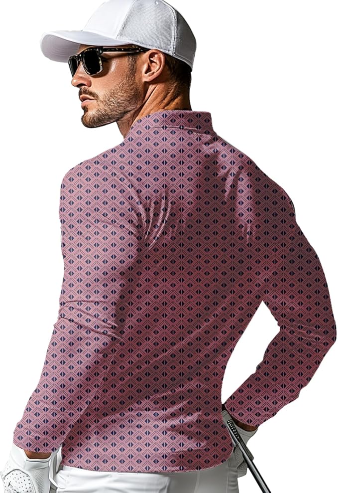 Men's Long Sleeve Golf Shirt Quick Dry 3 Button Work Fishing Outdoor Casual Collar Shirt