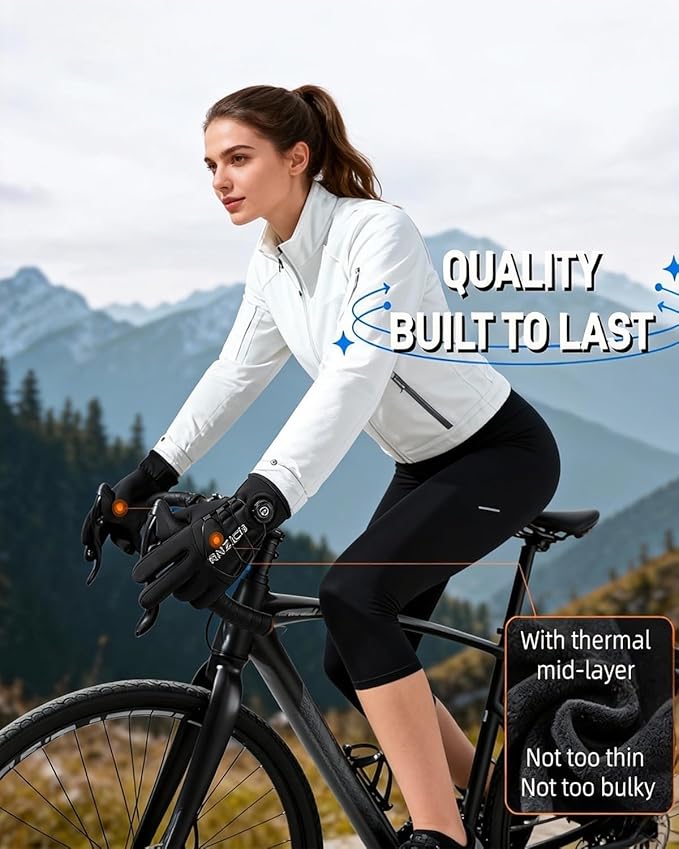 Men's Winter Gloves, Waterproof & Windproof -10°F Cycling Gloves for Women, Touch Screen Warm Gloves for Cycling Cold Weather, Driving Biking Running
