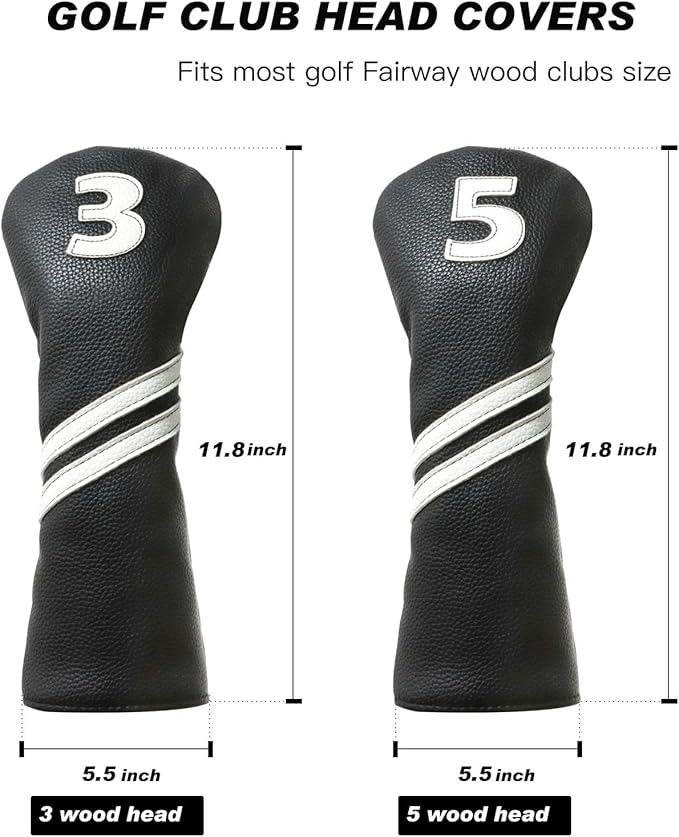 Golf Club Covers,4pcs or 1pc Golf Headcovers for Woods and Driver Fairway Hybrids Women Men - Premium PU Leather with Interchangeable Tags & Magnetic Blade and Mallet Putter Covers
