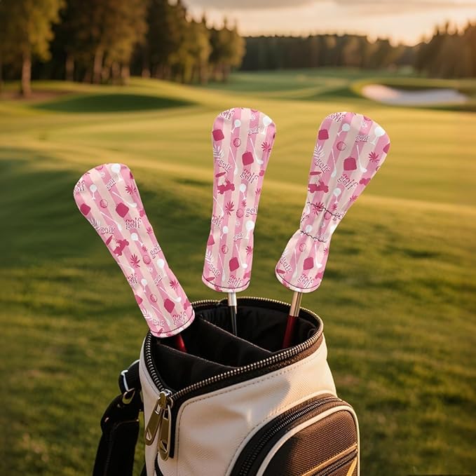 Golf Club Head Covers for Club Protective, Waterproof PU Leather Driver Fairway Wood Hybrid Head Cover