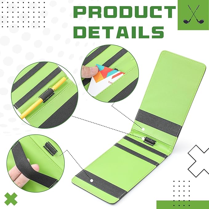 2 Pcs Leather Golf Scorecard Holder Golf Score Card Book Yardage Book Leather Notebook Journal 7.6 x 4.5 Inch