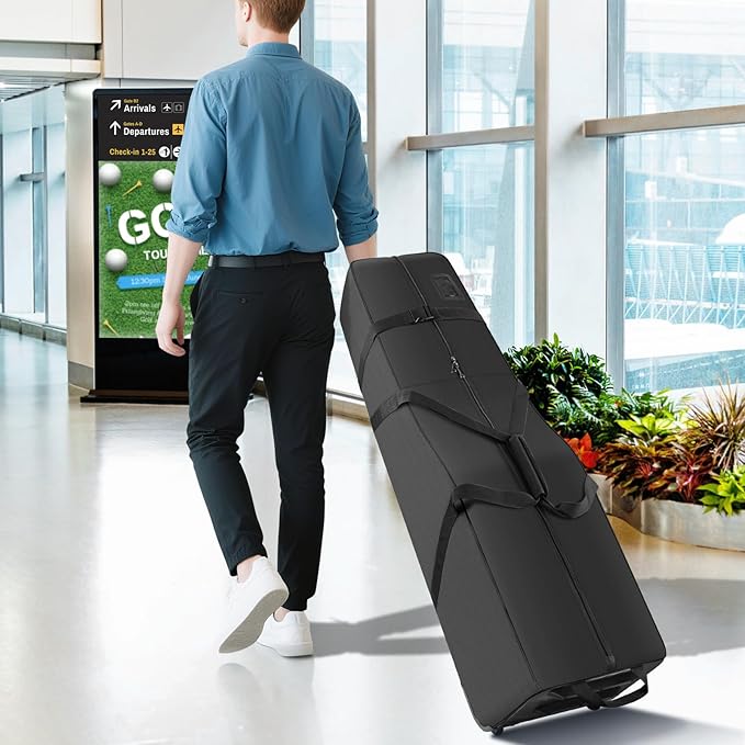 Golf Travel Bags for Airlines with Wheels, Soft-Sided 900D Oxford Cover, Padded Club Protection, Universal Fit Golf Gifts for Men and Women