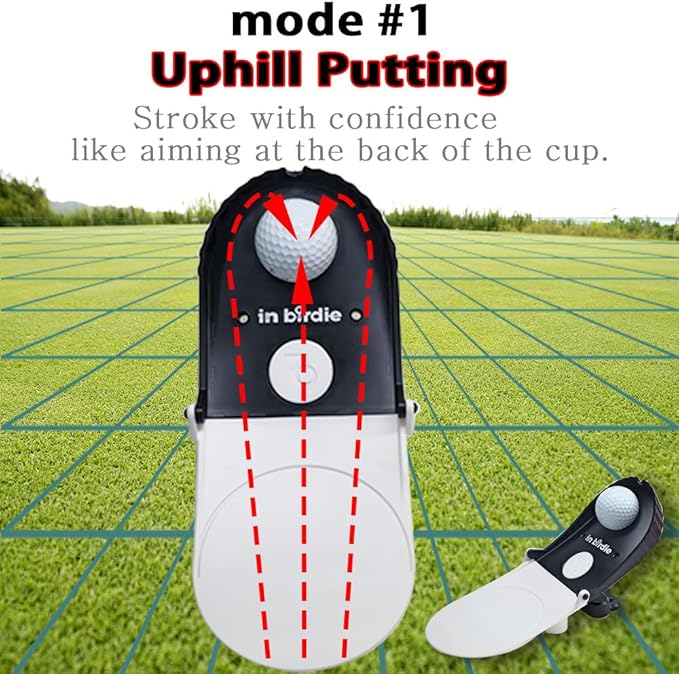 In birdie Putting Trainer – Indoor Golf Putting Aid with 3 Practice Modes (Uphill, Downhill, Straight) – Micro Target Design for Accuracy – Portable & Foldable Golf Training Equipment for Home, Office