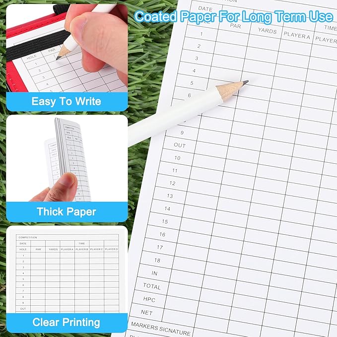 PATIKIL Golf Score Sheet, 20 Sheets 6 x 3.9 Inch Golf Scorecard Record Score Keeper Card for Tracking Score Record Tools Outdoor Golf Club Accessories, White