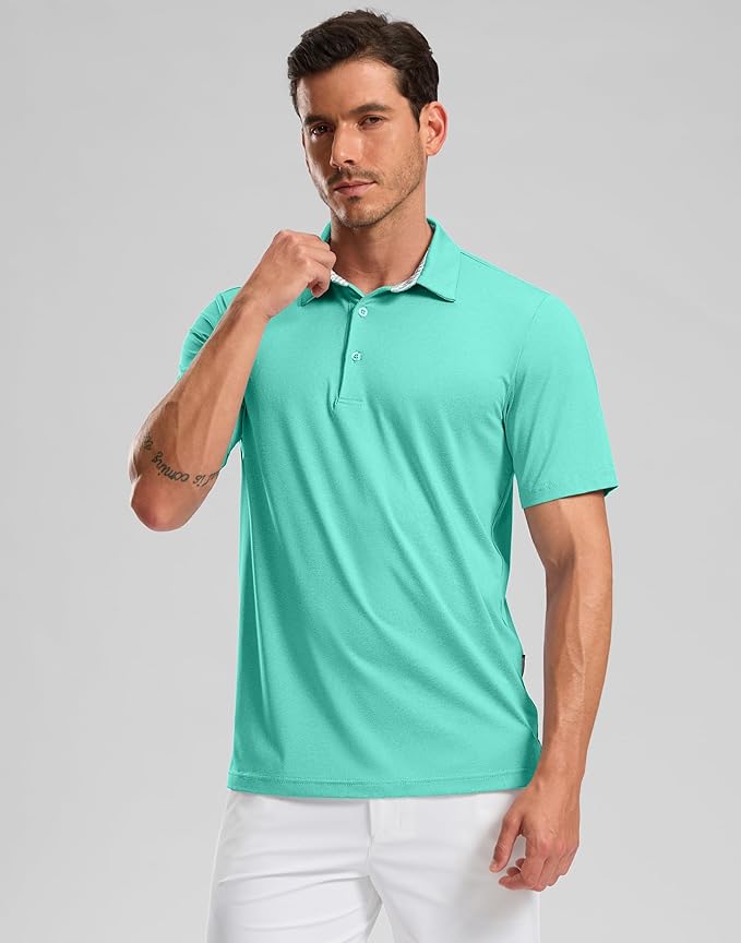 Golf Shirts Heather Polo Short Sleeve Dry Fit Lightweight Moisture Wicking Collared Shirts Casual Athletic Business