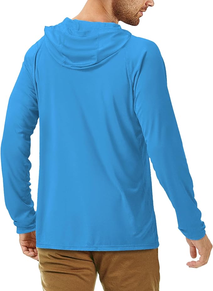 Roadbox UPF 50+ Fishing Shirts for Men, Long Sleeve UV Sun Protection Hoodie, Outdoor Hiking Running Swimming Rash Guard