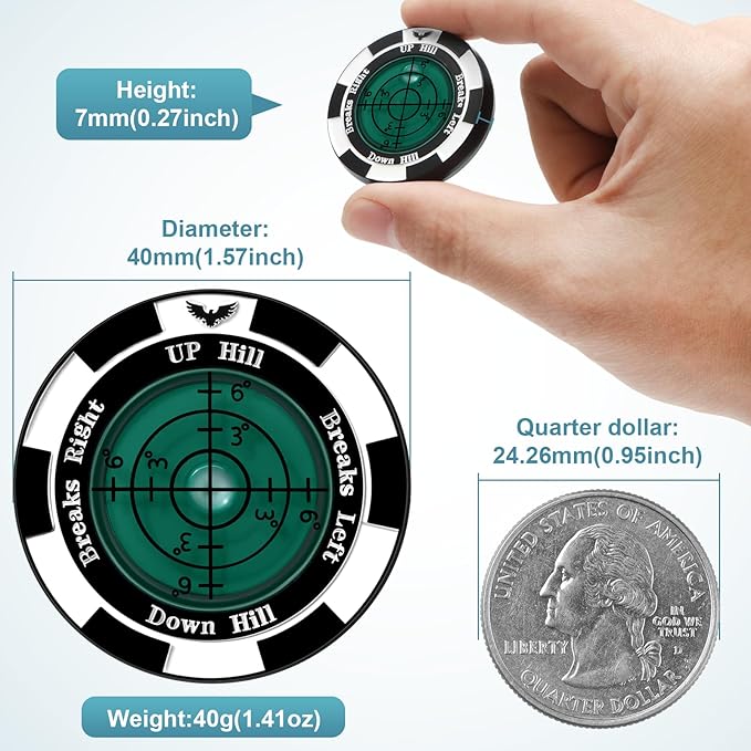 SlopeVision Pro Golf Green Reader with Hat Clip, Horizontal Bubble Level & Golf Ball Marker – High Precision Green Reading Aid, Ideal Golf Gift for Men & Women