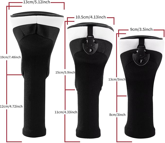 Golf Club Head Cover for Driver Fairway Hybrid 3 Pcs Woods Headcovers, Golf Accessories Head Covers Set with Interchangeable No. Tags 3 4 5 7 X Golf Accessories for Men Women