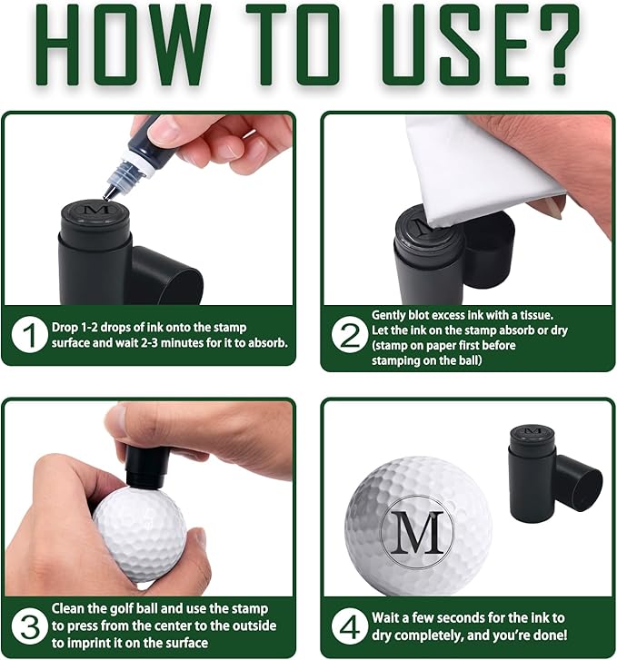 YanNanKe Custom Golf Ball Stamp Personalized Self-Inking Golf Ball Stamper with Monogram Name Logo Design Customized Durable GolfBall Marker Gifts for Golfers Dad Husband Boyfriend
