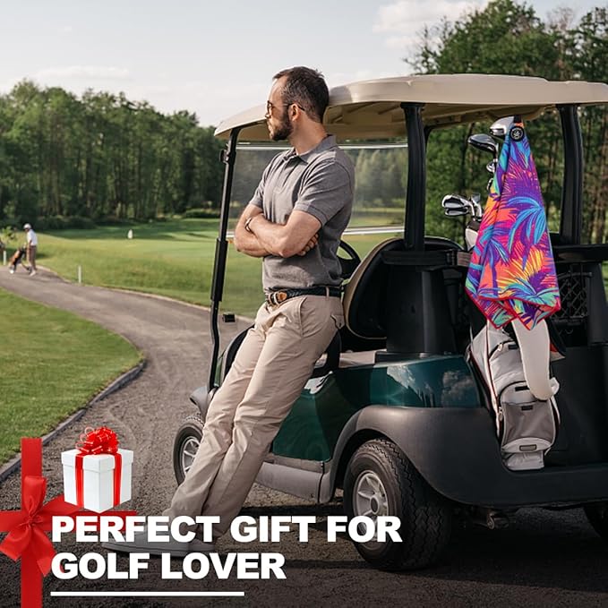 montela golf Towel Magnetic Golf Towel for Golf Bags with Clip for Men & Women，Microfiber Fabric Waffle Pattern Golf Towels for Strong Hold to Golf Carts or Clubs (Colorful)