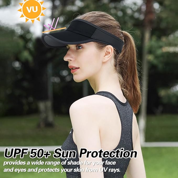 HH HOFNEN Sports Sun Visor Hats Men Women Foldable Brim Lightweight Packable Adjustable Visor Caps Running Golf Tennis