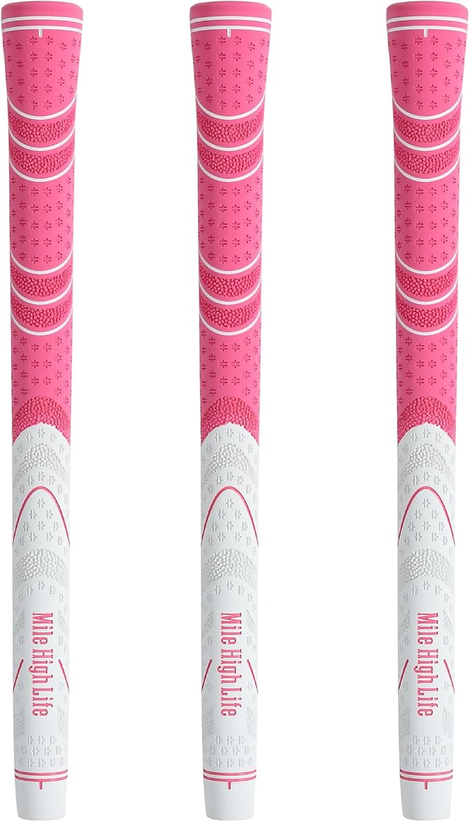 Mile High Life Golf Grips 13 Pack / 3 Pack - All-Weather Soft Rubber Golf Club Grips - High Shock Absorption, Enhanced Traction - Standard, Midsize & Jumbo Size (Core 0.58"-0.61")