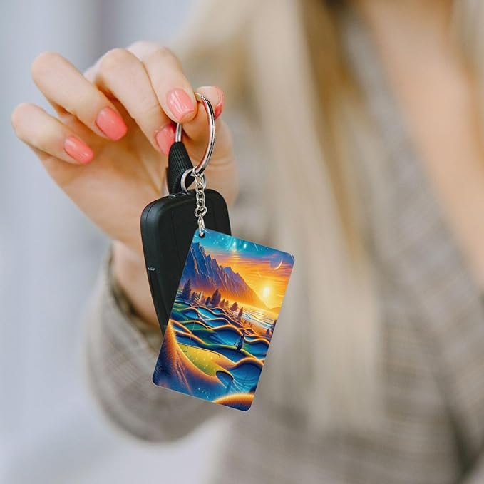 Keychain - Rectangular Acrylic Keychain Daily Key Ring Car Key Fob Holder 2X3 Inch