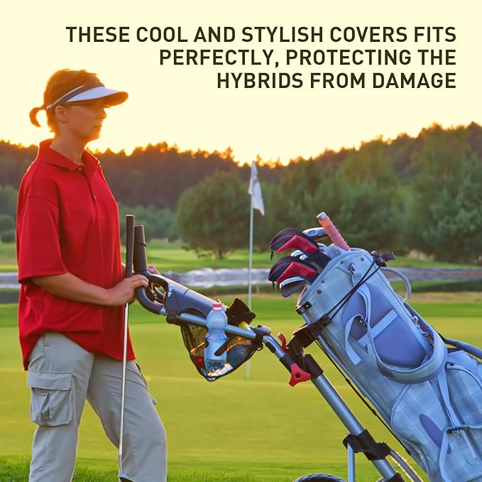 FINGER TEN Golf Club Head Covers for Hybrids Long Headcover Interchangeable Accessories for Ultimate Club Protection