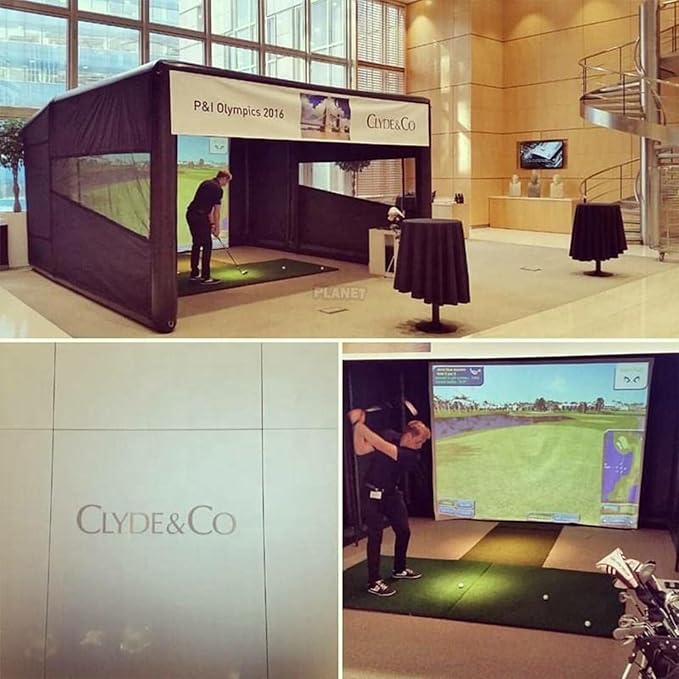 Inflatable Golf Simulator 13.7×10.7×10.7ft – Outdoor Golf Enclosure with Detachable Walls, Projection Screen, Safety Net & Projector Hooks – for Backyard, Rental or Club Use – w/Pump & Custom Logo