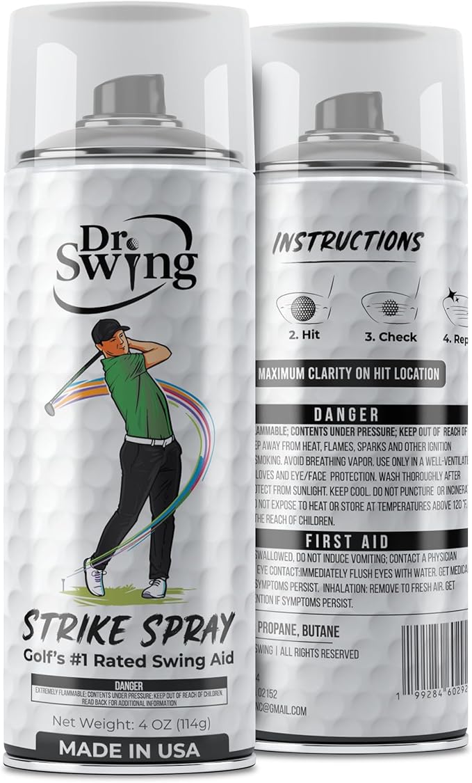 Dr. Swing Golf Impact Spray｜2 Pack｜ Club Spray for Ball Contact Training｜Quick Drying Strike Formula｜Easy Wipe Design｜Men Stocking Stuffer Golf Gift for Christmas, Dad, Brother