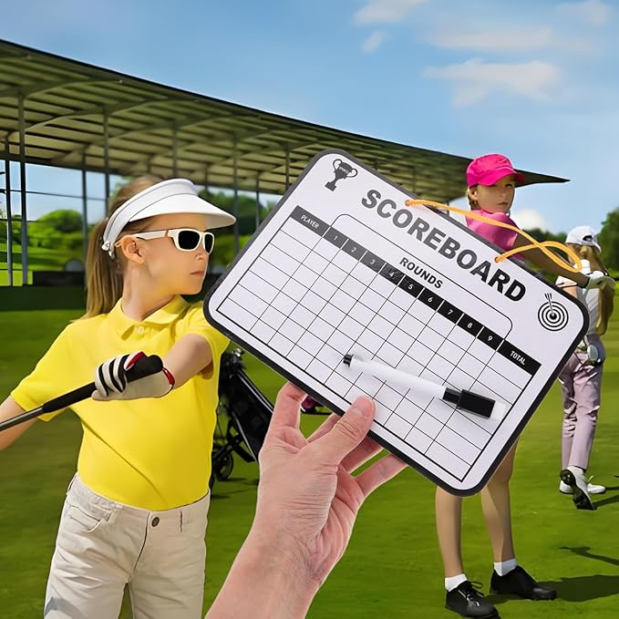 POPETPOP Golf Scorecard Board Erasable: Golf Writing Scoreboard with 1 Pen - Hanging Dry Erase Boards for Men, Women Golfers, 9.83 x 6.68 Inches