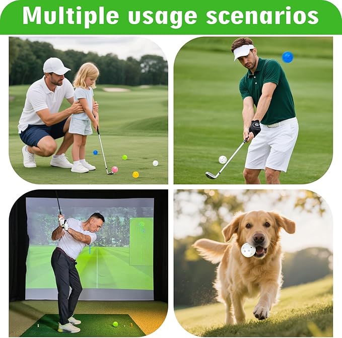26 Pack Practice Golf Balls, 41mm Hollow Airflow Plastic Golf Balls with Golf Tees, for Indoor Outdoor Driving Range Backyard Swing Practice