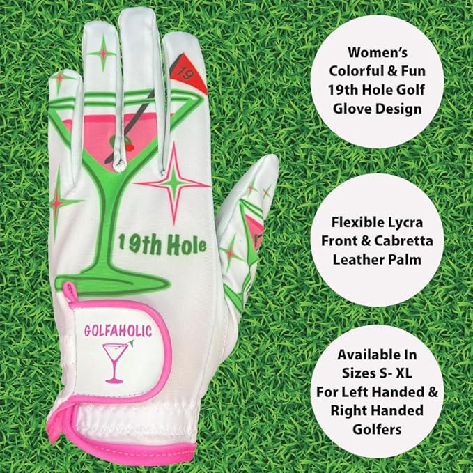 Giggle Golf Women's Golf Glove - Adjustable Strap, Left Hand Gloves for Women
