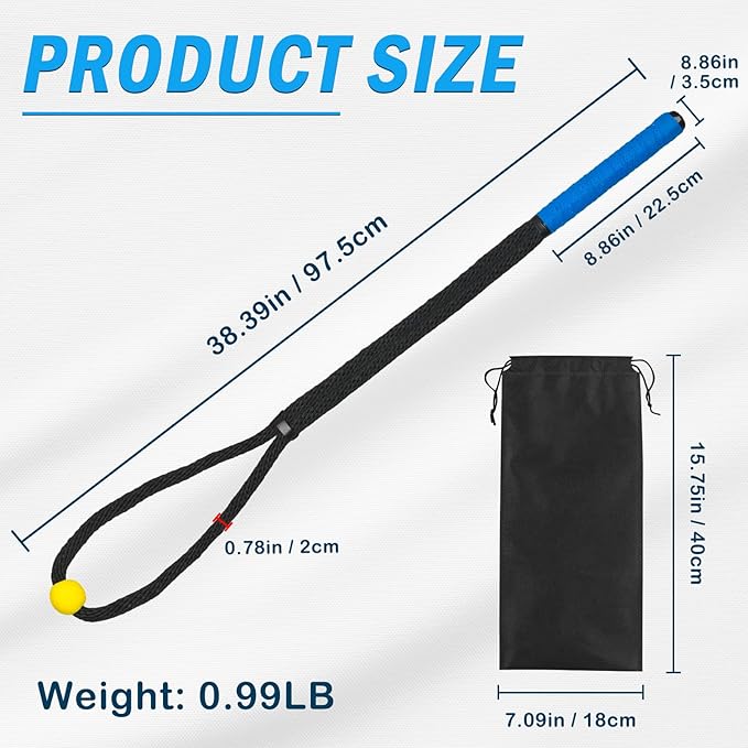 Weighted Premium Golf Rope Swing Trainer, Professional Golf Swing Rope, Warm-Up Training Tempo Aids with Ball and Grip to Improve Speed, Rhythm, Flex & Strength for All-Level Golfers
