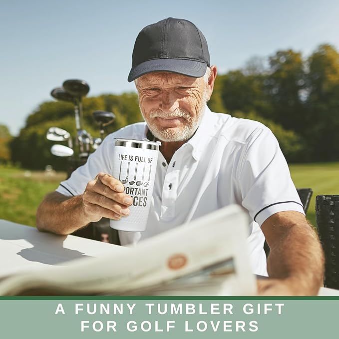 Golf Gifts for Men, Grandpa, Uncle, Golfer, Boss, Dad, Husband, Him, Boyfriend - Grandpa Uncle Gifts - Birthday, Christmas Gift for Golfers Men - 20 Oz Life Full Of Important Choices Tumbler