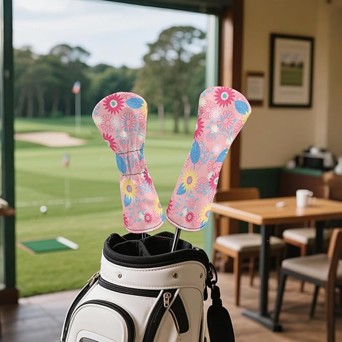 Golf Club Head Covers for Club Protective, Waterproof PU Leather Driver Fairway Wood Hybrid Head Cover