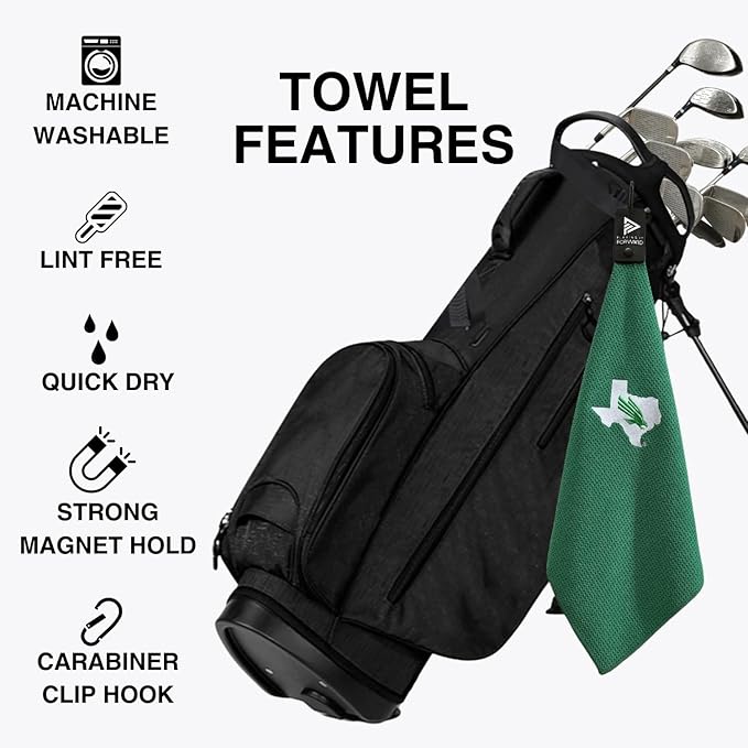 Magnetic Golf Towel North Texas University - Waffle Weave Microfiber Towel with Ultra Strong Magnet & Clip for Secure Hold on Golf Bags & Cart - Ideal for Clubs & Accessories by Playing It Forward