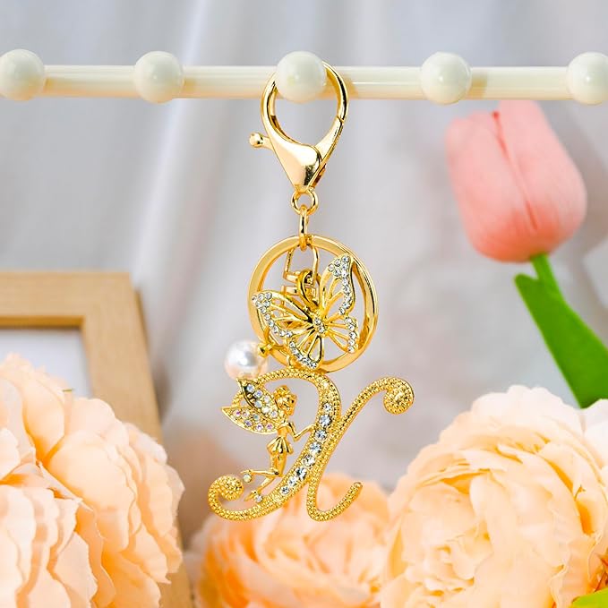 Initial Keychain Bag Charm Women Purse Charms for Handbags Accessories Charm for Wallet Butterfly Pendant for Girls