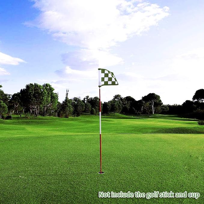 Nylon Golf Putting Green Flags - Solid & Checkered, Indoor/Outdoor, Portable Target Flags, 8.7"x6" (White-Green)