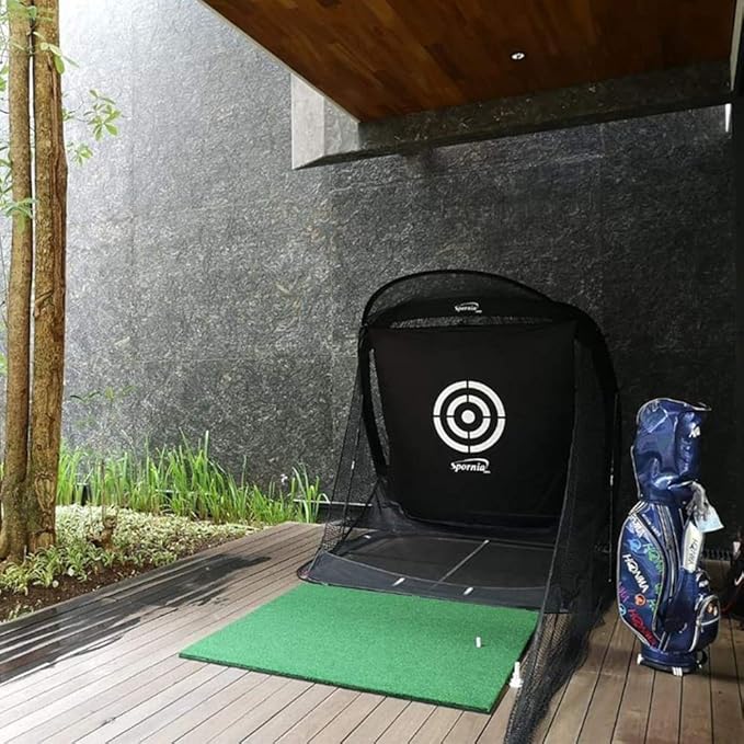 Spornia Spg-7 Golf Practice Net - Automatic Ball Return System w/Target Sheet, Two Side Barrier