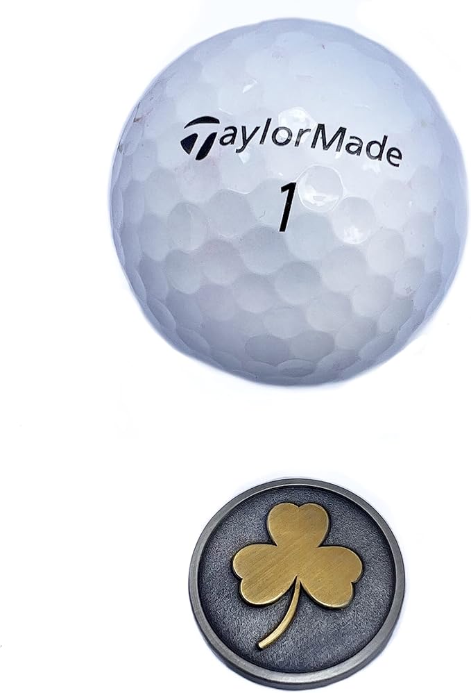 Full Metal Markers Irish Shamrock Ireland Clover Unique Magnetic Metal Golf Ball Marker with Hat Clip Accessory for Men & Women