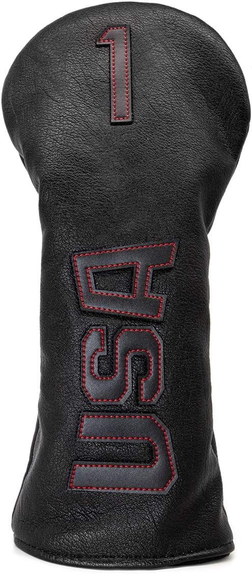 Golf Club Head Covers,USA Golf Driver Headcover Fariway Wood Covers Hybrid Head Covers 3 Wood Headcover Leather Golf Headcover with Number Tag for All Brand