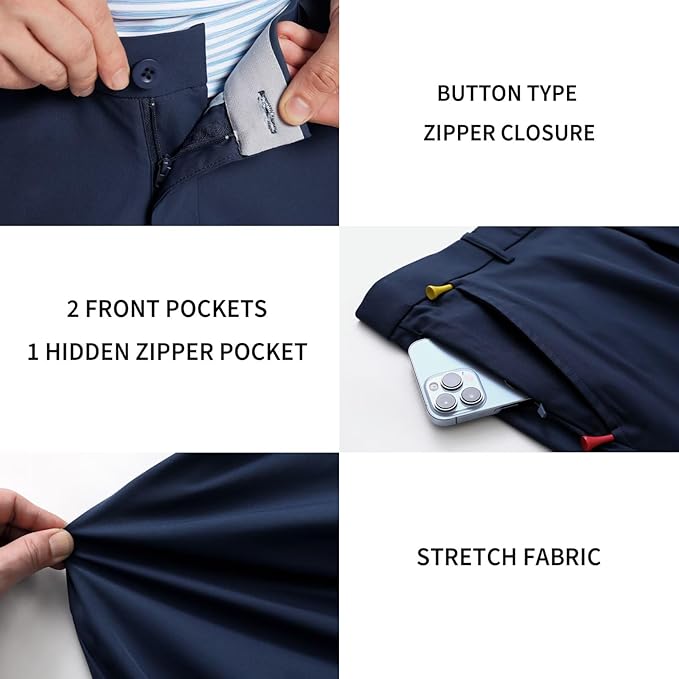 M MAELREG Golf Pants Men Quick Dry - 30"/32"/34" Stretch Lightweight 5 Pockets Water-Resistant Casual Mens Dress Pants
