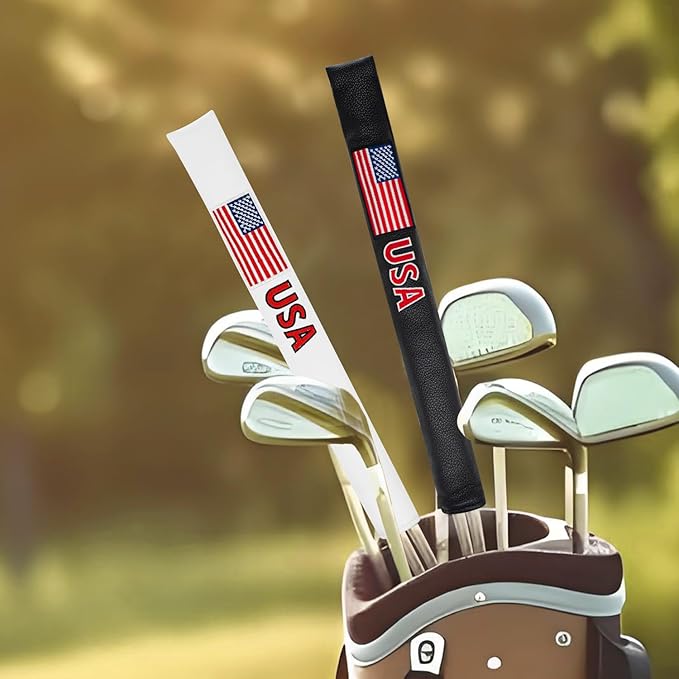 Golf Alignment Stick Cover Premium Leather Perfect Cover for Alignment Sticks Classic Blank Direction Rod Design Alignment Sticks Holder Golf Club Protector.