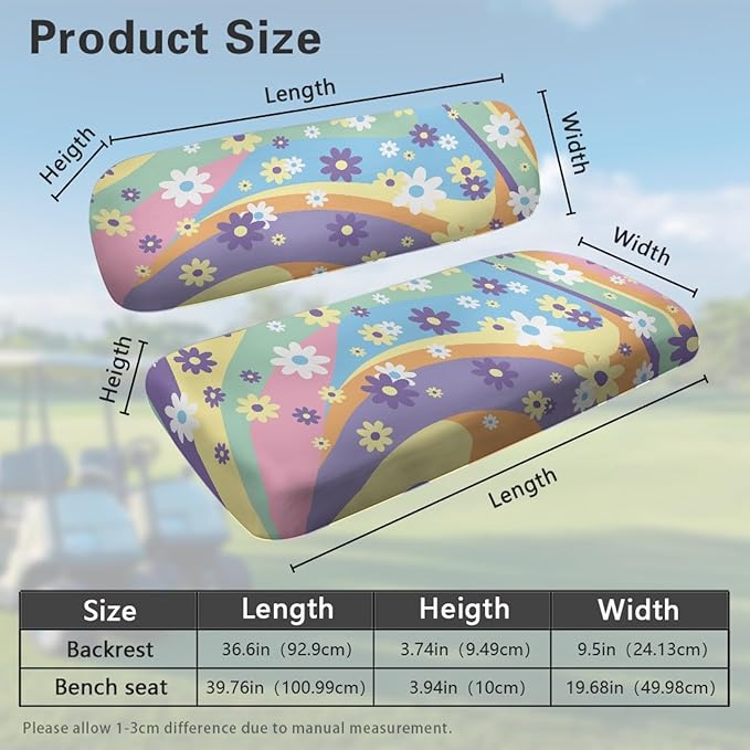 Fashion Print Golf Cart Seat Covers 2 Passenger Golf Cart Backrest Cover Golf Cart Seat Towel Gift for Friends