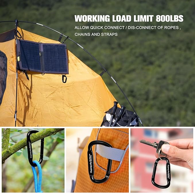 Carabiner Clip - Heavy Duty Carabiners Carabeaner D Ring Shape,Key Chain Clip Hook,Keychain Clip,Multipurpose for Camping, Hiking,Backpacking or Other Outdoor Activities.