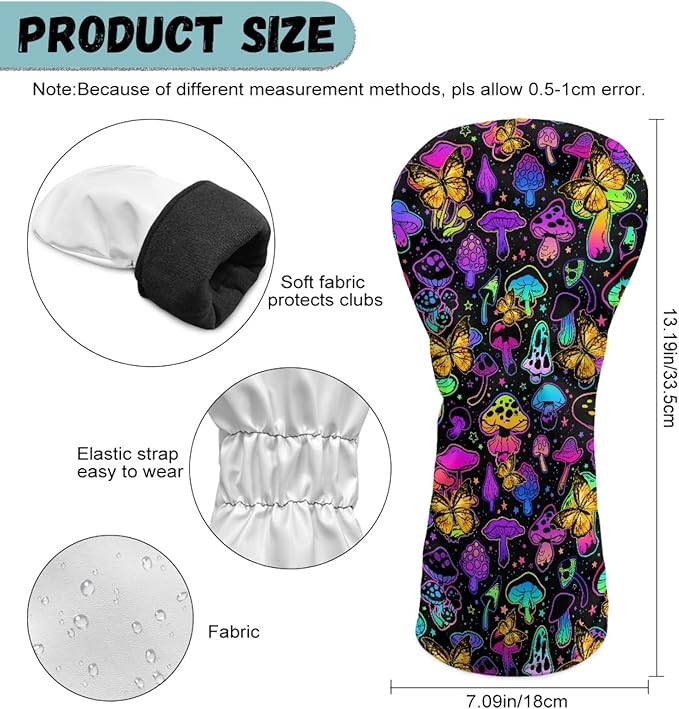 Golf Club Head Covers for Club Protective, Waterproof PU Leather Driver Fairway Wood Hybrid Head Cover