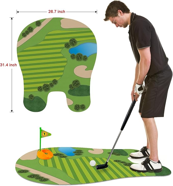 Funny Mini Golf Gag Gifts for Men Golfer, Toilet Golf Bathroom Game for Adults, Unique Birthday Gifts for Dad from Daughter Son, Fun White Elephant Gift Idea for Brother, Husband, Boys, Boyfriend,Him