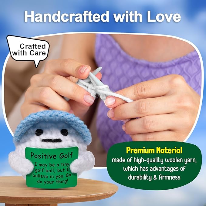 AICase Golf Gifts Funny Positive Golf Ball Crochet Gag Gift Ideas, Emotional Support Nuggets for Men Women Golfers Dad Fathers Day Mom Mothers Graduation Coworkers Birthday Christmas Decor Stuff