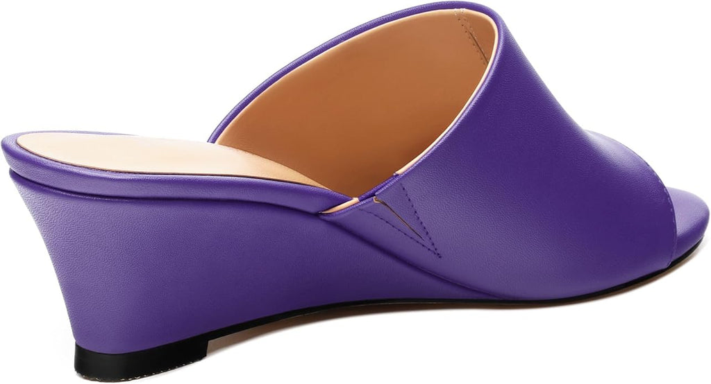 Wedge Sandals for Women Open Toe Wedge Heels Womens Matte High Heel Sandal Round Toe Heeled Wedge Sandals Slip on Casual shoes 2 inch