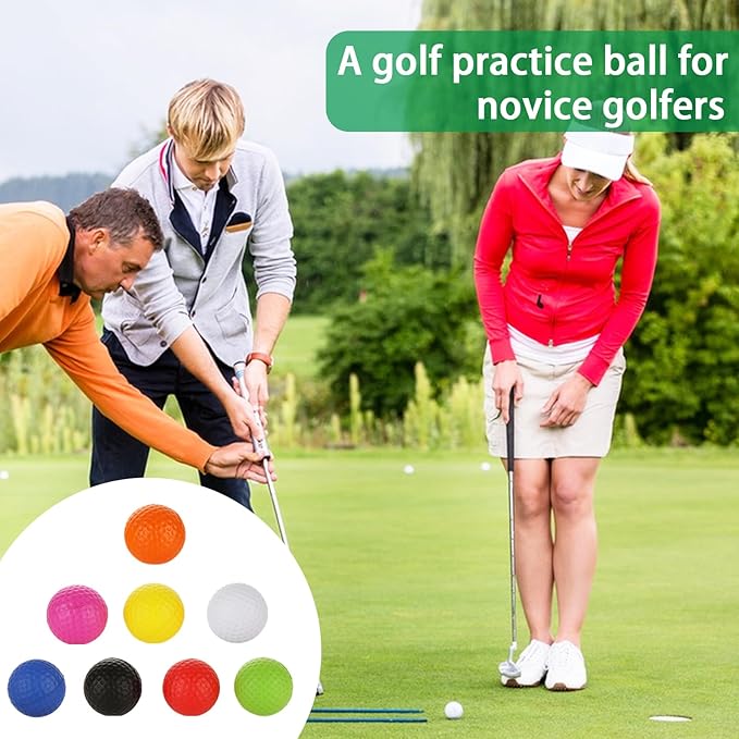 80PCS Foam Golf Practice Balls Elastic Soft 8 Colored Foam Golf Balls Realistic Feel and Flight Training Sport Balls for Indoor or Outdoor Backyard Training