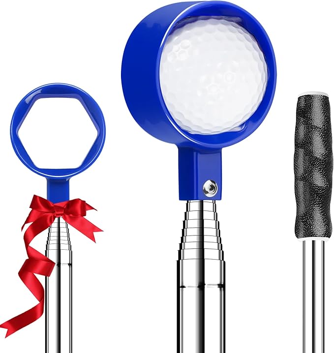 Golf Ball Retriever Telescopic 9FT – Stainless Steel Shaft, Unbreakable Nylon Head Retriever for Water, Golf Accessories & Ideal Gift for Men