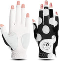 FINGER TEN Stylish Golf Gloves Women with Ball Marker 1 Pack for Left or Right Hand, Breathable Glove with Fashion Patterns for Ladies Right Left Handed Golfer