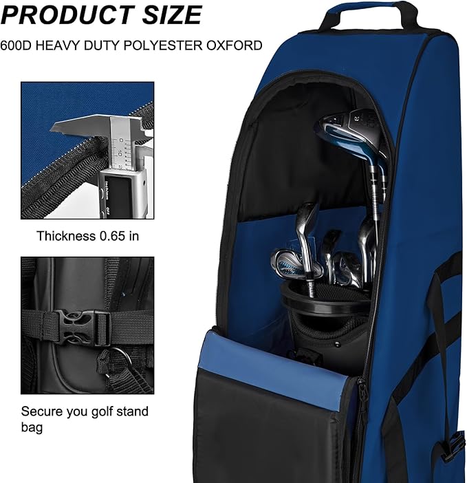 Goloni Golf Travel Bag with Wheels, Golf Travel Case for Airlines, 900D Heavy Duty Oxford Wear-Resistant Soft-Sided